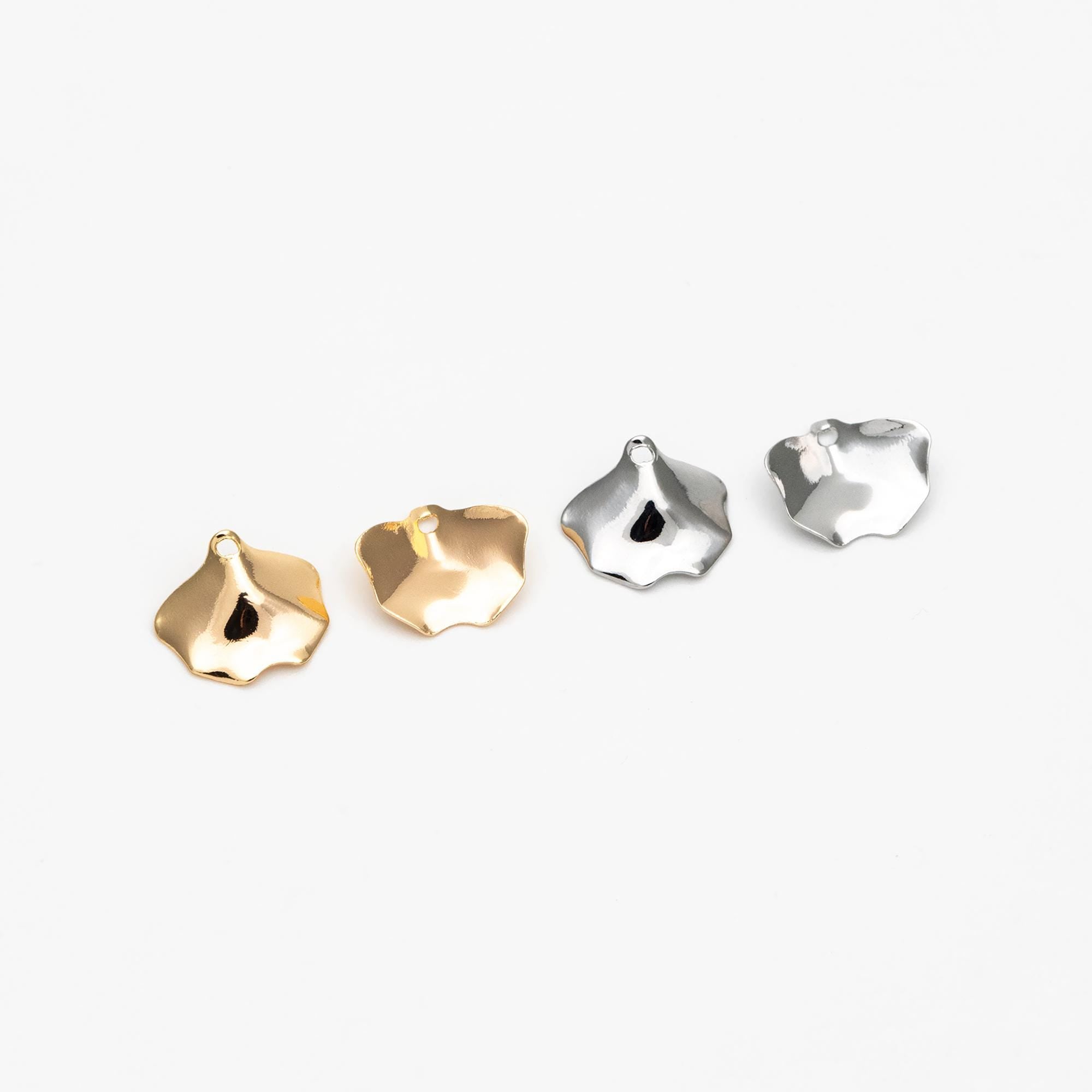 10pcs Gold/ Silver Ginkgo Leaf Charms, 18K Gold/ Rhodium plated Leaf Charm (GB-4558)
